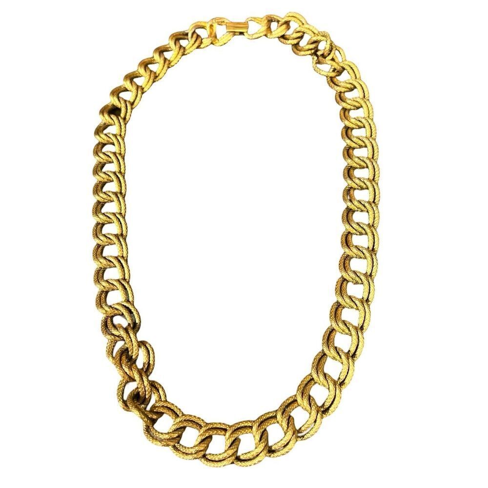 Mid Century Signed Napier Gold Plated Heavy Chunky Chain Link Necklace